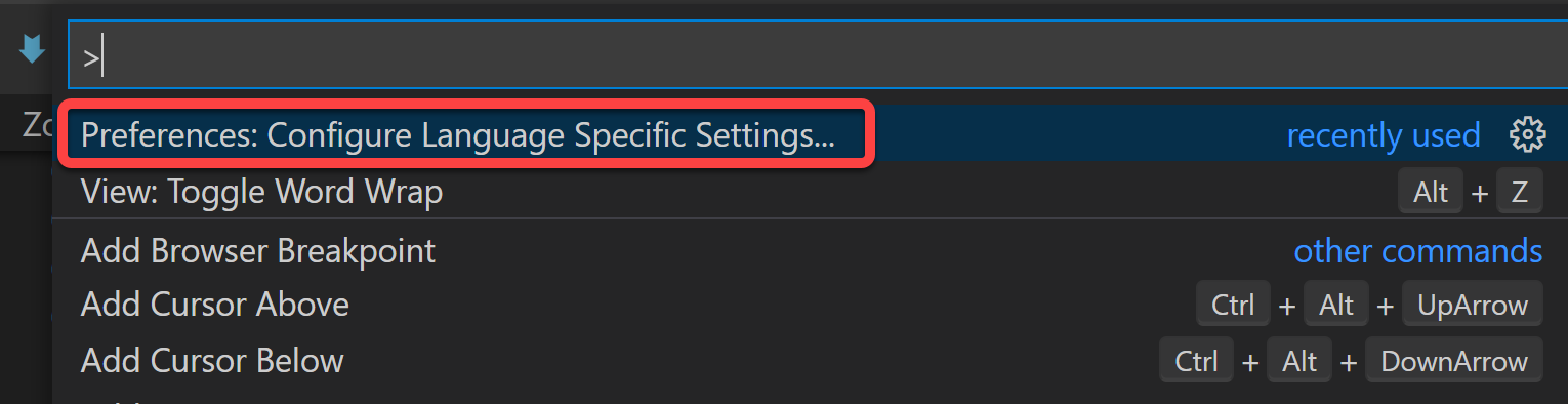 Preferences: Configure Language Specific Settings